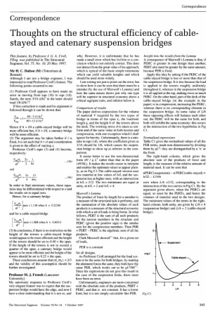 Correspondence on Thoughts on the Structural Efficiency of Cable-Stayed and Catenary Suspension Brid