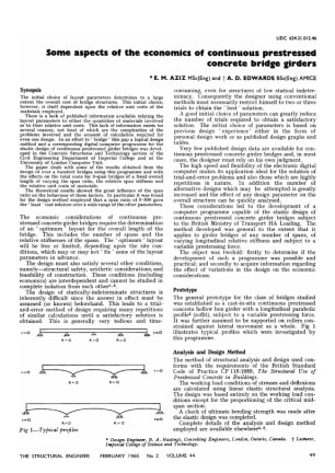 Some Aspects of the Economics of Continuous Prestressed Concrete Bridge Girders