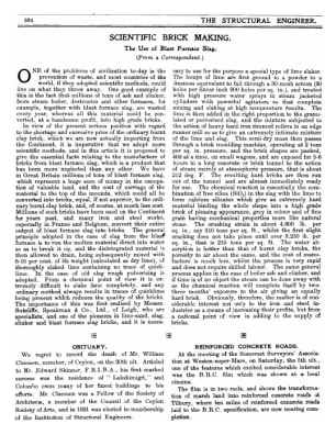 Scientific Brick Making. The Use of  Blast Furnace Slag