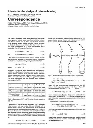 Correspondence on A Basis for the Design of Column Bracing by I.C. Medland