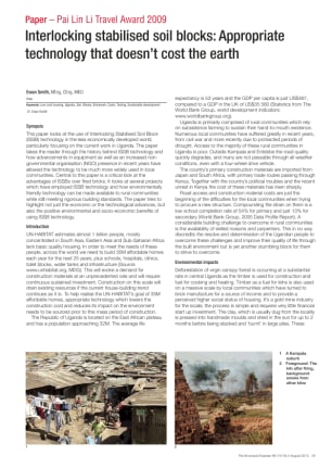 Pai Lin Li Travel Award 2009 - Interlocking stabilised soil blocks: Appropriate technology that does