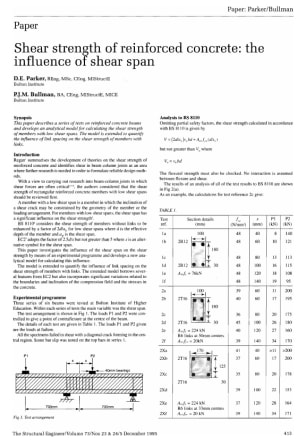 Shear Strength of Reinforced Concrete: the Influence of Shear Span