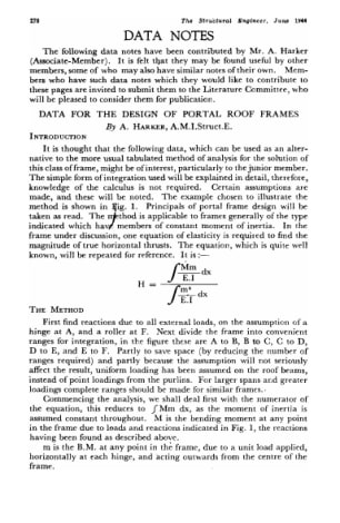 Data for the Design of Portal Roof Frames