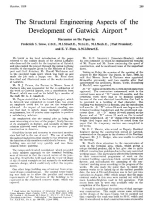 The Structural Engineering Aspects of the Development of Gatwick Airport  Discussion on the Paper by