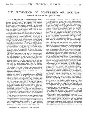 The Prevention of Compressed Air Sickness. Discussion on Sir. Henry Japp's Paper