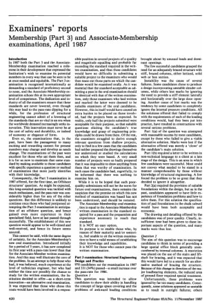 Examiners' Reports. Membership (Part 3) and Associate-Membership Examinations, April 1987