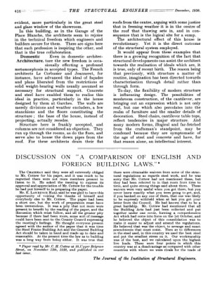 Discussion on "A Comparison of English and Foreign Building Laws."