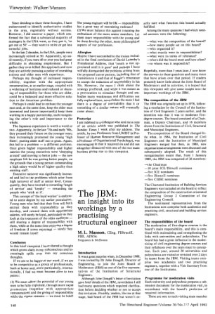 The JBM: an Insight into its Workings by a Practising Structural Engineer