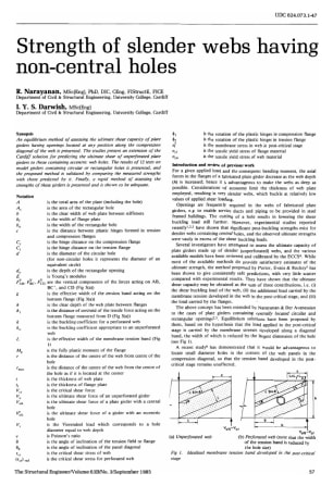 Strength of Slender Webs having Non-Central Holes