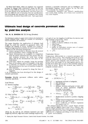 Ultimate load design of concrete pavement slabs by yield line analysis