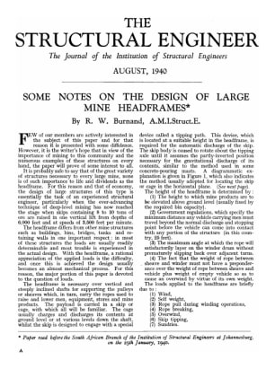 Some Notes on the Design of Large Mine Headframes