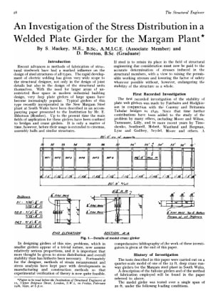 An Investigation of the Stress Distribution in a Welded Plate Girder for the Margam Plant