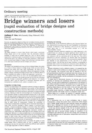 Bridge Winners and Losers (Rapid Evaluation of Bridge Designs and Construction Methods)