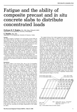 Fatigue and the Ability of Composite Precast and In Situ Concrete Slabs to Distribute Concentrated L