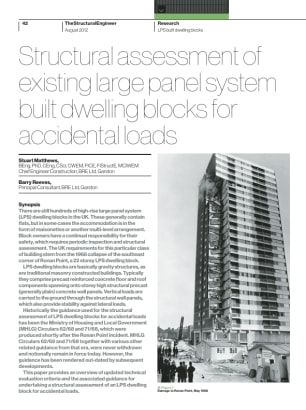 Structural assessment of existing large panel system built dwelling blocks for accidental loads
