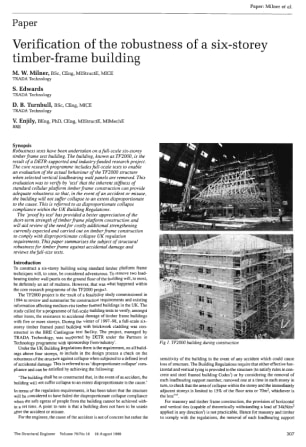 Verification of the Robustness of a Six-Storey Timber-Frame Building