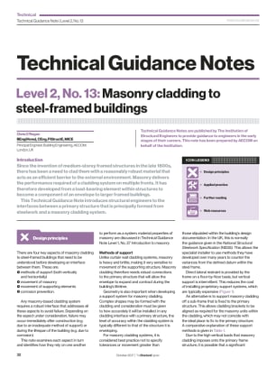 Technical Guidance Note (Level 2, No. 13): Masonry cladding to steel-framed buildings