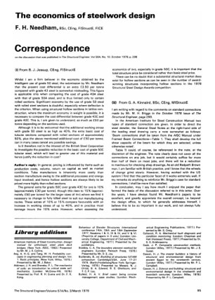 Correspondence on The Economics of Steelwork Design by F.H. Needham