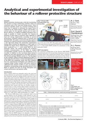 Analytical and experimental investigation of the behaviour of a rollover protective structure