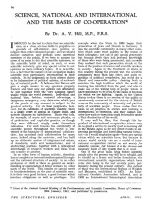 Science, National and International and the Basis of Co-operation