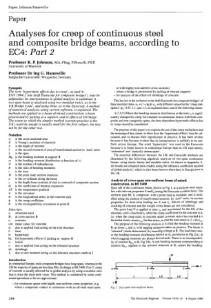 Analyses for Creep of Continuous Steel and Composite Bridge Beams, According to EC4: Part 2