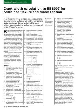 Crack width calculation to BS 8007 for combined flexure and direct tension