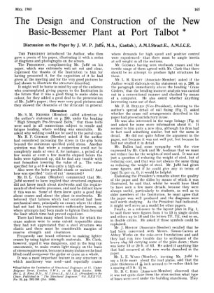 The Design and Construction of the New Basic-Bessemer Plant at Port Talbot Discussion on the Paper b
