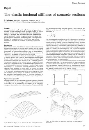 The Elastic Torsional Stiffness of Concrete Sections