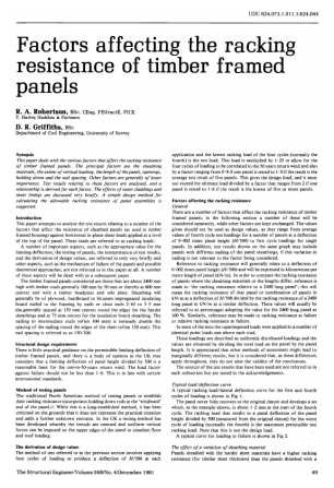Factors Affecting the Racking Resistance of Timber Framed Panels