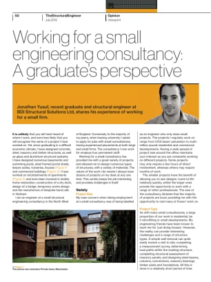 Working for a small engineering consultancy: A graduate’s perspective