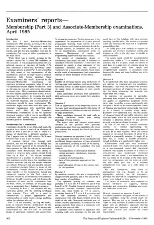 Examiners' Reports - Membership (Part 3) and Associate-Membership Examinations, April 1985