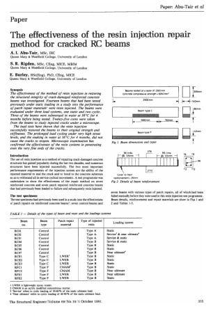 The Effectiveness of the Resin Injection Repair Method for Cracked RC Beams