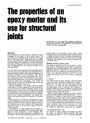 The Properties of an Epoxy Mortar and its use for Structural Joints