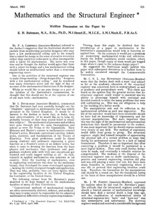 Mathematics and the Structural Engineer Written Discussion on the Paper by E. H. Bateman, M.A., B.Sc