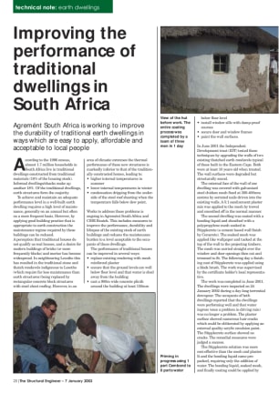 Improving the performance of traditional dwellings in South Africa