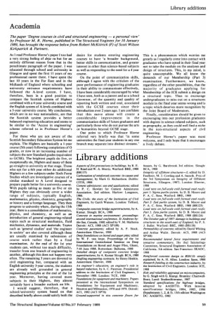 Academia. Response to Degree Courses in Civil and Structural Engineering by Professor M.R. Horne