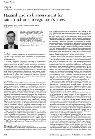 Hazard and Risk Assessment for Constructions: a Regulator's View
