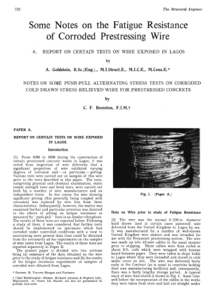 Some Notes on the Fatigue Resistance of Corroded Prestressing Wire A. Report on Certain Tests on Wir
