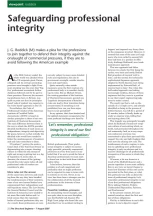 Viewpoint: Safeguarding professional integrity by J G Roddick