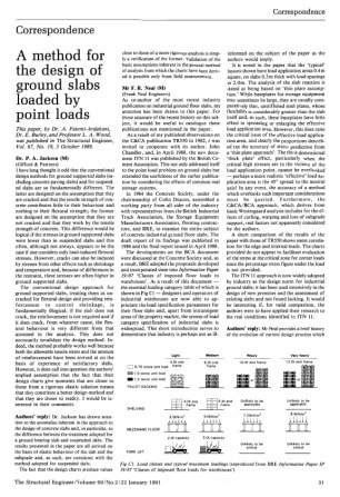 Correspondence on A Method for the Design of Ground Slabs Loaded by Point Loads by Dr. A. Fatemi-Ard