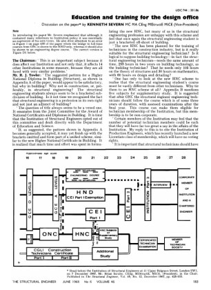 Education and Training for the Design Office. Discussion on the paper* by KENNETH Severn MC MA CEng 