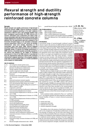 Flexural strength and ductility performance of high-strength reinforced concrete columns