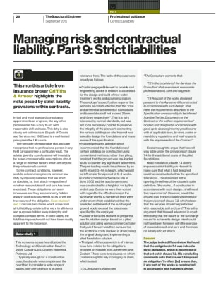Managing risk and contractual liability. Part 9: Strict liabilities