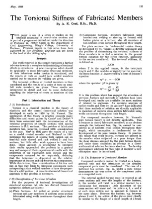 The Torsional Stiffness of Fabricated Members