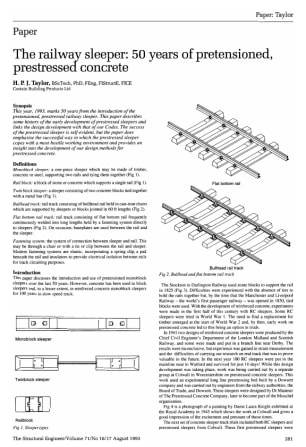 The Railway Sleeper: 50 Years of Pretensioned, Prestressed Concrete