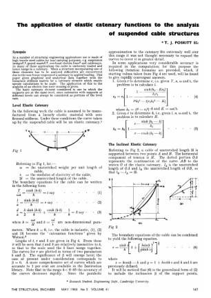 The application of elastic catenary functions to the analysis of suspended cable structures