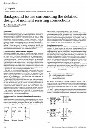 Synopsis. Background Issues Surrounding the Detailed Design of Moment Resisting Connections