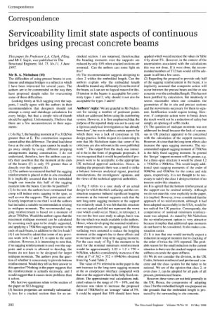 Correspondence on Serviceability Limit State Aspects of Continuous Bridges Using Precast Concrete Be