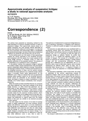 Correspondence (2) on Approximate Analysis of Suspension Bridges: a Study in Rational Approximate An