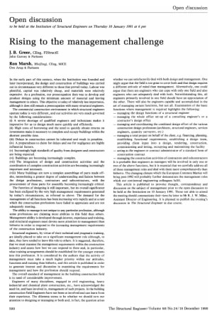 Open Discussion on Rising to the Management Challenge